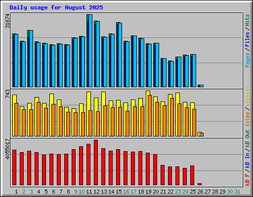 Daily usage for August 2025
