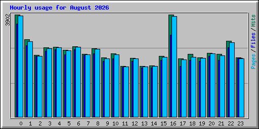 Hourly usage for August 2026